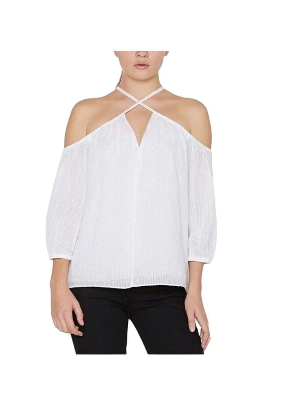 Bailey 44 Electric White Cold Shoulder Top